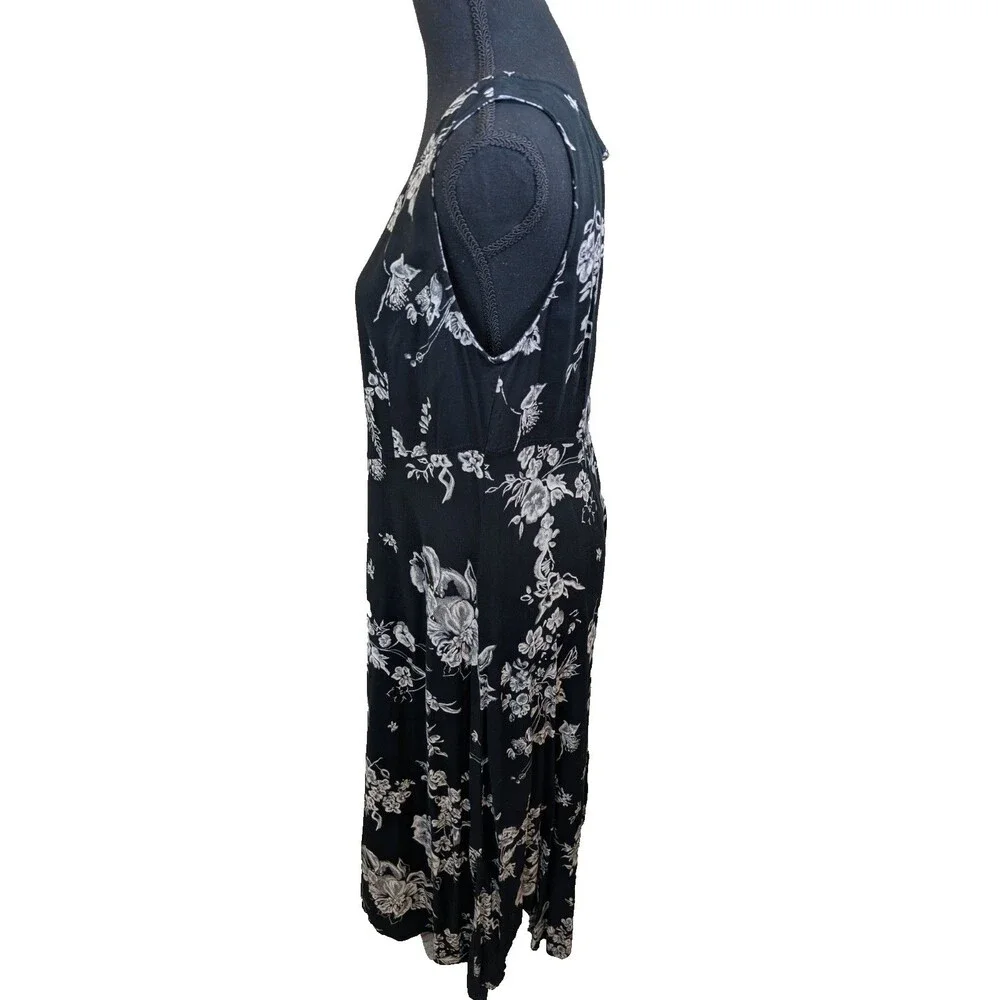 All That Jazz Vintage Maxi Dress Floral 90s Black White Style A13894 Size 11/12